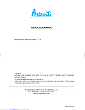 Avanti FF-118 Instruction Manual