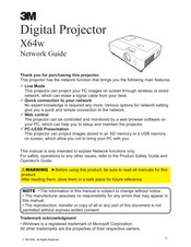 3M X64W - Digital Projector XGA LCD Network Manual