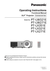 Panasonic PT-LW271U Operating Instructions Manual