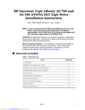 HP Surestore 10/180 Installation Instructions Manual