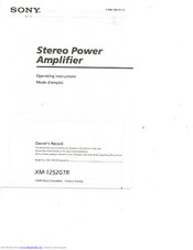 Sony XM-1252GTR - Power Stereo Amplifier Operating Instructions Manual