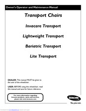 Invacare Bariatric Transport Owner's Operator And Maintenance Manual