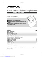 DAEWOO DWF-800M Instruction Manual