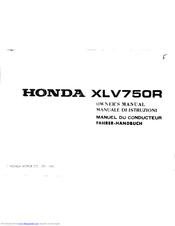 HONDA XLV750R Owner's Manual