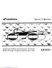 HONDA XR250Y Owner's Manual