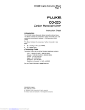 Fluke CO-220 Instruction Sheet