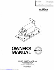 Miller Electric MILLERMATIC 30E CONTROL/FEEDER Owner's Manual