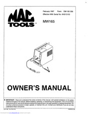 Mac Tools MW165 Owner's Manual