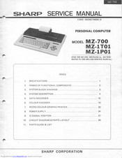 Sharp MZ-1TOl Service Manual