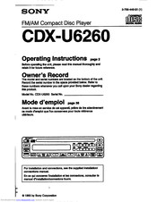 Sony CDX-U6260 Operating Instructions Manual