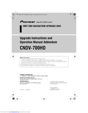 Pioneer CNDV-700HD Upgrade Instructions And  Operation Manual Addendum