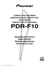 Pioneer PDR-F10 Operating Instructions Manual