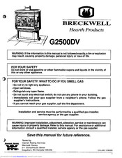 Breckwell G2500DV Installation And Service Manual