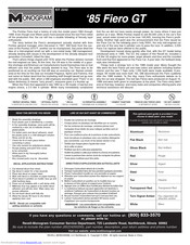 Monogram '85 Fiero GT Assembly Manual
