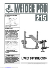 Weider Pro 215 Bench Livret D’instruction Manual