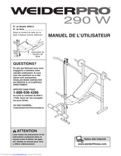 Weider Pro 290 W Bench Manuel De L'utilisateur