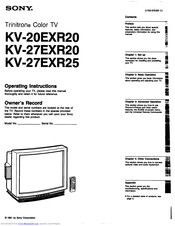 Sony Trinitron KV-27EXR25 Operating Instructions Manual