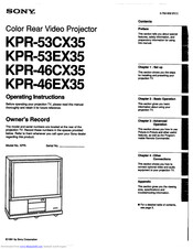 Sony KPR-53EX35 Operating Instructions Manual