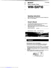 Sony WM-SXF10 Operating Instructions Manual