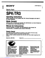 Sony Sports Pack SPK-TR3 Operating Instructions Manual