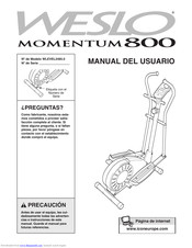 Weslo Momentum 800 Elliptical Manual Del Usuario