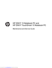 HP ENVY TouchSmart 15 Maintenance And Service Manual