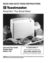 Toastmaster Bread Box Plus 1145 Use And Care Manual Recipe Book
