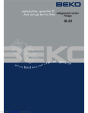 Beko QL22 Installation, Operating And Maintenance Instructions