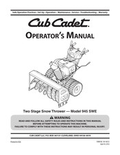 Cub Cadet 2X 945 SWE Operator's Manual