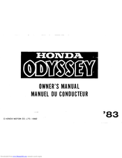 HONDA ODYSSEY 1983 Owner's Manual