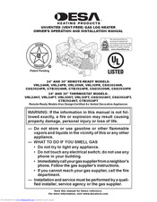 Desa VRL24NR, VRL24PR, VRL30NR, VRL30PR, CSG3924NR,CSG3924PR Owner's Operating & Installation Manual