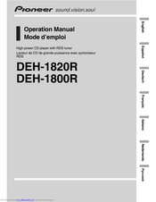 Pioneer DEH-1820R Operation Manual
