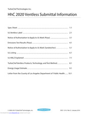 TurboChef HIGH h 2020 Ventless Submittal Information