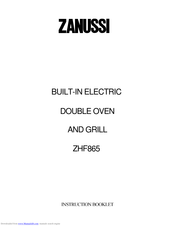 Zanussi ZHF865 Instruction Booklet
