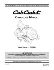 Cub Cadet LTX 1040 Operator's Manual