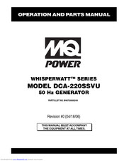 Multiquip WHISPERWATT DCA-220SSVU Operation And Parts Manual