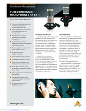 Behringer T-47 Connections & Overview Manual