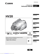 Canon HV20 - VIXIA Camcorder - 1080i Instruction Manual