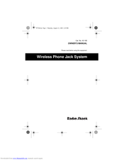 Radio Shack Wireless Phone Jack System Owner's Manual