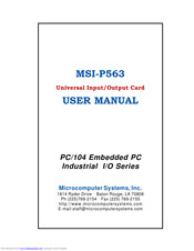 Micricomputer Systems MSI-P563 User Manual