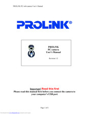 PROLiNK PC camera User Manual