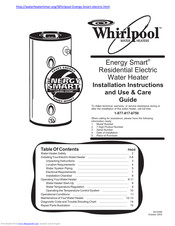 Whirlpool Energy Smart Installation Instructions And Use & Care Manual