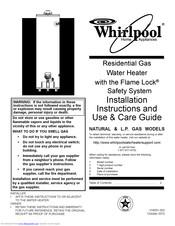 Whirlpool Residential Electric Water Heater Installation Instructions And Use & Care Manual