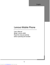 Lenovo IDEAPHONE A800 User Manual