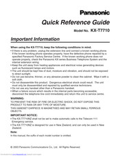 Panasonic KX-T7710 Quick Reference Manual