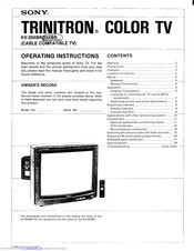 Sony Trinitron KV-20XBR Operating Instructions Manual