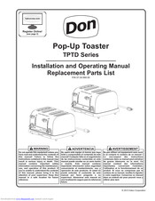Hatco Don TPT-240D Installation And Operating Manual