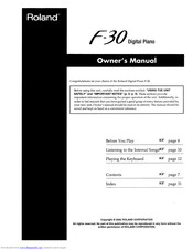 Roland F-30 Owner's Manual