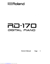 Roland RD-170 Owner's Manual