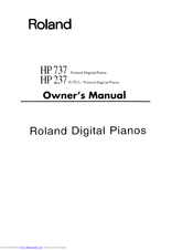 Roland HP 237 Re Owner's Manual
